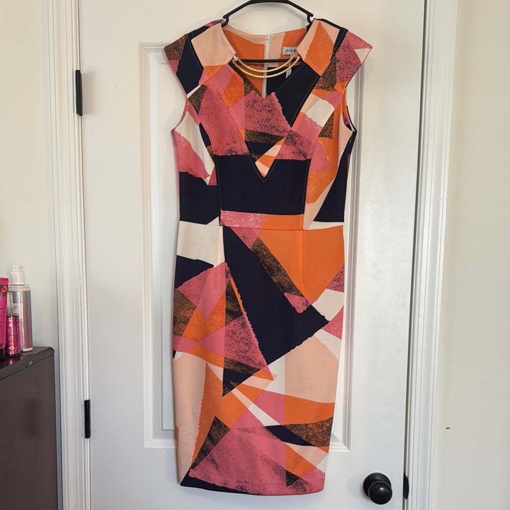 Vibrant Pink and Orange Asymmetrical Midi Dress for Night Out